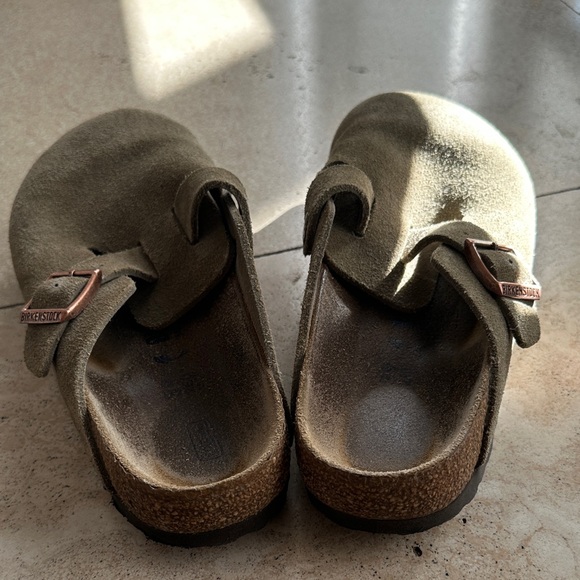 Birkenstock Taupe Suede Mules with Buckle - Picture 7 of 7